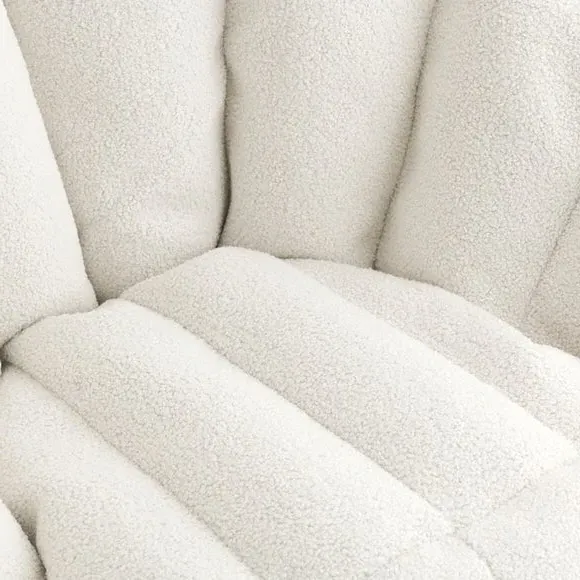 Bean-Filled Chair with Sherpa - Ivory, Fabric