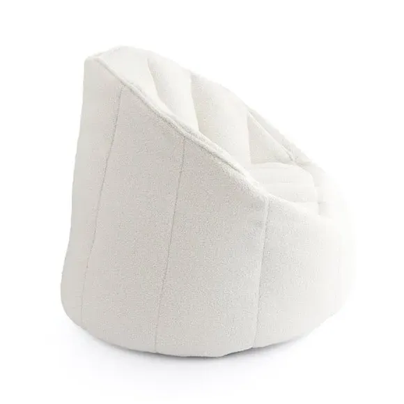 Bean-Filled Chair with Sherpa - Ivory, Fabric