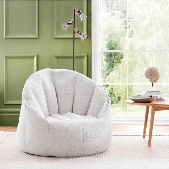 Bean-Filled Chair with Sherpa - Ivory, Fabric image