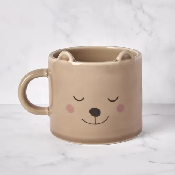 Bear Mug with 3D Ears - Natural, Stoneware image