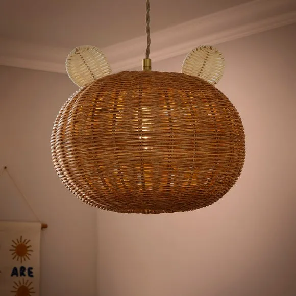 Bear Pendant Shade Easy Fit - Brown, Rattan