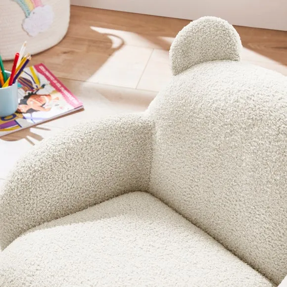 Bear-Shaped Armchair with Curved Arms - Cream