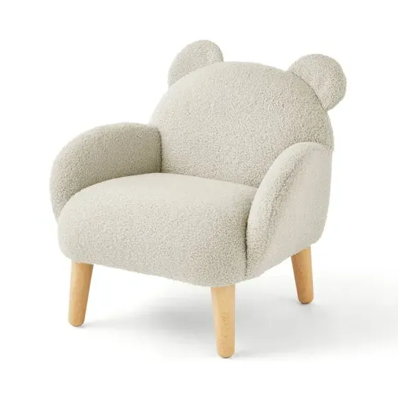 Bear-Shaped Armchair with Curved Arms - Cream