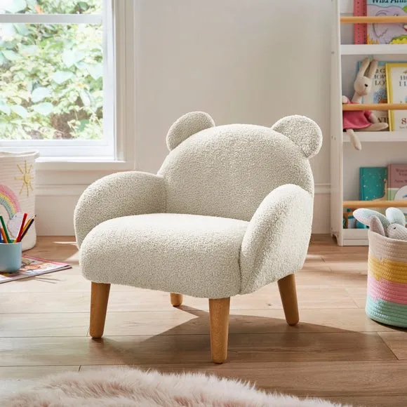 Bear-Shaped Armchair with Curved Arms - Cream image