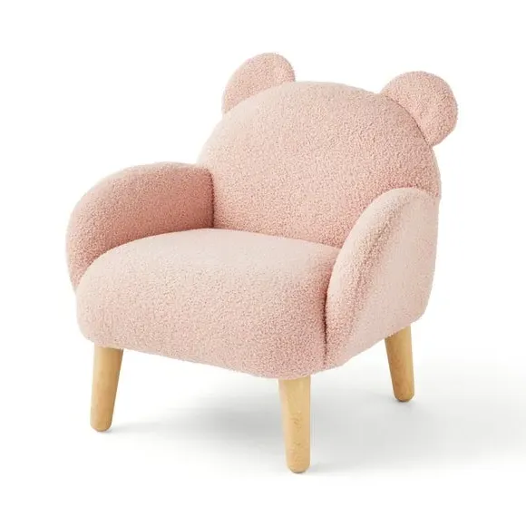 Bear-Shaped Armchair with Curved Arms - Pink