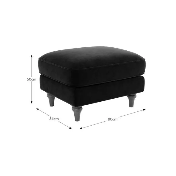 Beatrice II Footstool - Luxe Navy, Matte Velvet