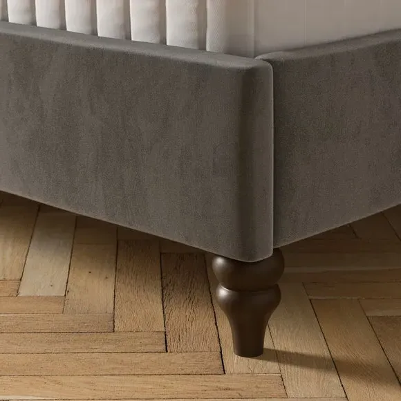 Bed Frame with Padded Headboard - Dove, Velvet