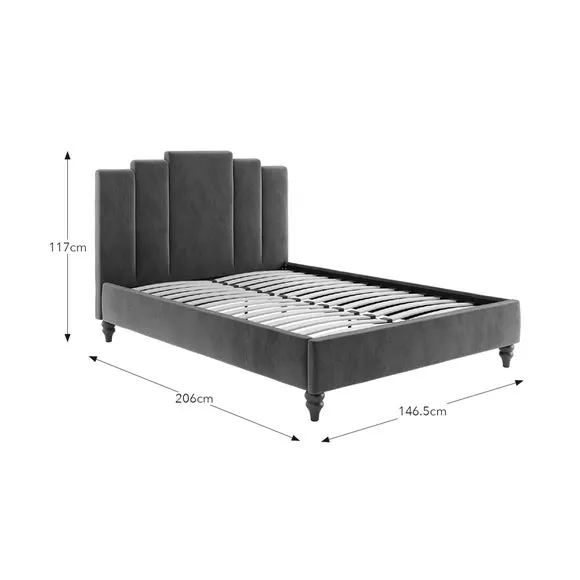 Bed Frame with Padded Headboard - Dove, Velvet