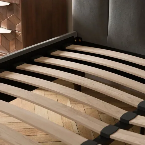 Bed Frame with Padded Headboard - Dove, Velvet