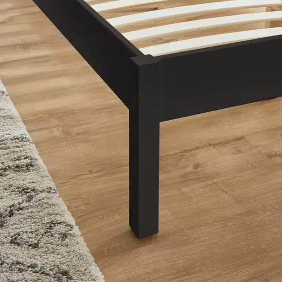 Bed Frame with Sprung Slats - Black, Pine
