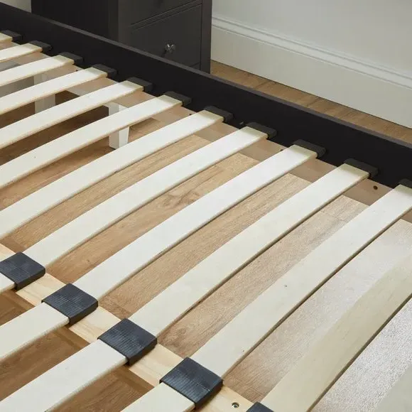Bed Frame with Sprung Slats - Black, Pine
