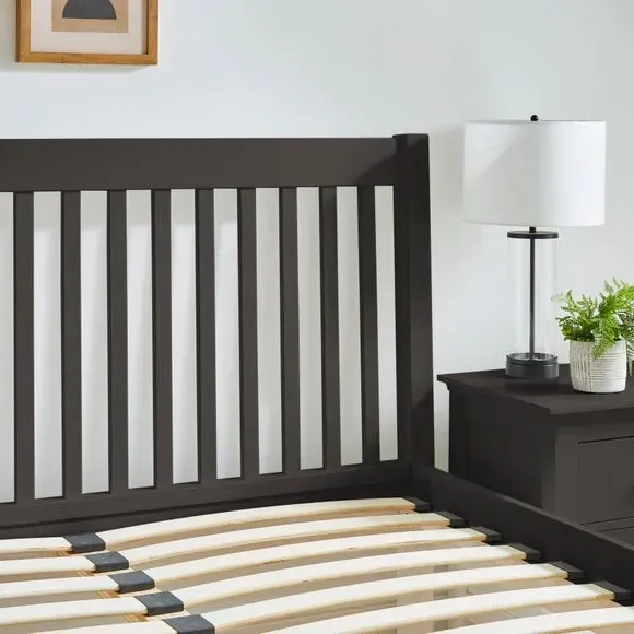 Bed Frame with Sprung Slats - Black, Pine