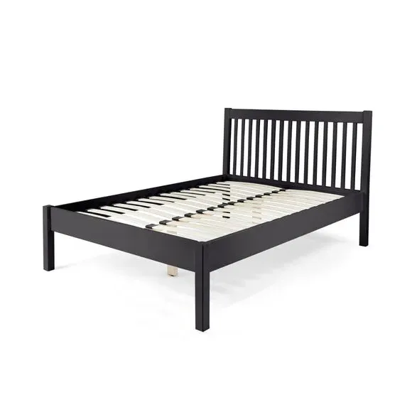 Bed Frame with Sprung Slats - Black, Pine