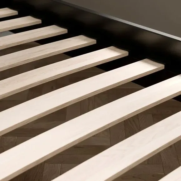 Bed Frame with Sprung Slats - Black, Pine