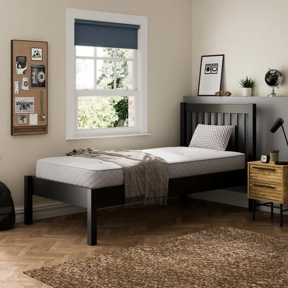 Bed Frame with Sprung Slats - Black, Pine image
