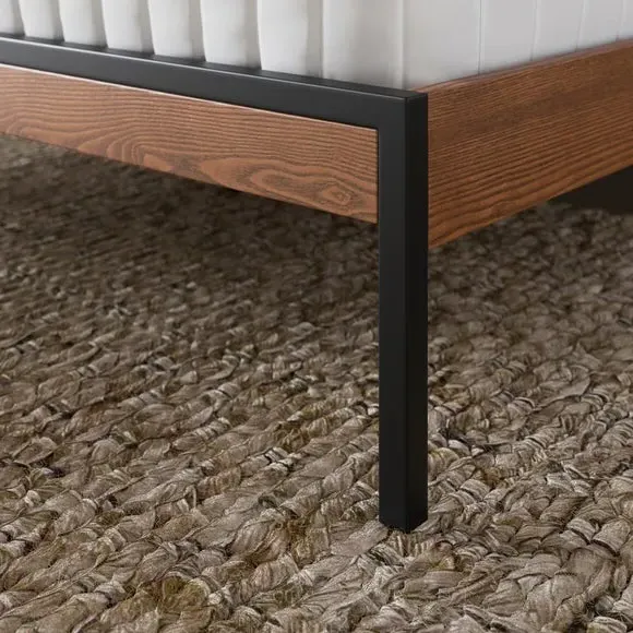 Bed Frame with Sprung Slats - Black, Steel
