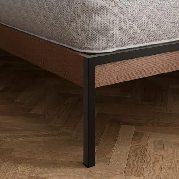 Bed Frame with Sprung Slats - Black, Steel