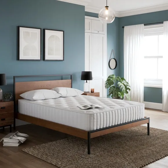 Bed Frame with Sprung Slats - Black, Steel