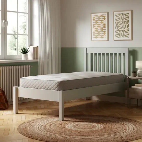 Bed Frame with Sprung Slats - Light Grey, Pine