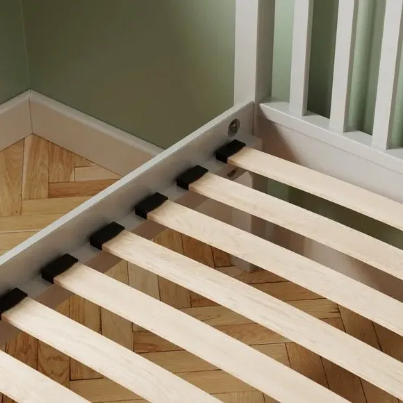 Bed Frame with Sprung Slats - Light Grey, Pine