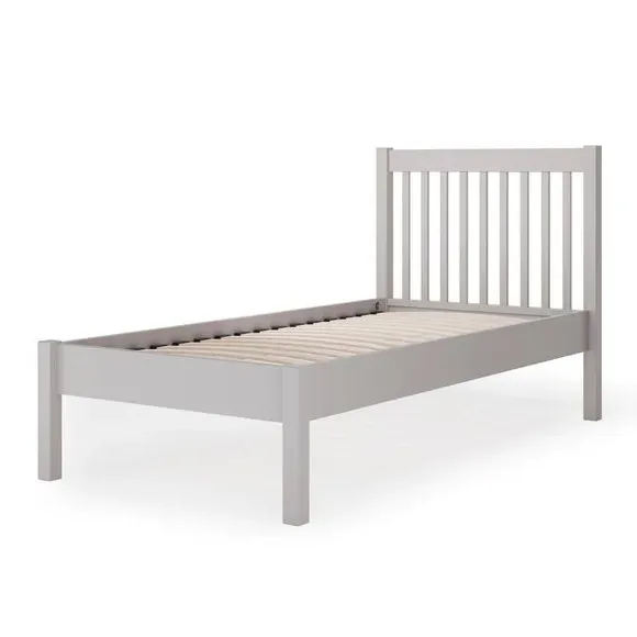 Bed Frame with Sprung Slats - Light Grey, Pine
