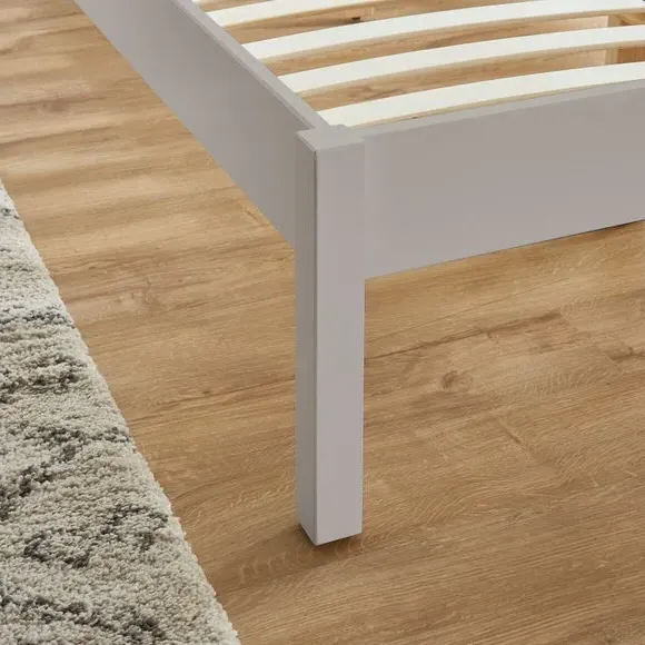 Bed Frame with Sprung Slats - Light Grey, Pine