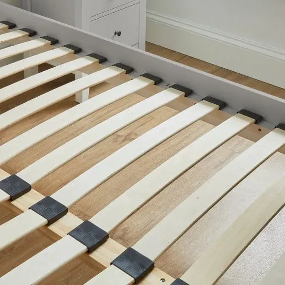 Bed Frame with Sprung Slats - Light Grey, Pine