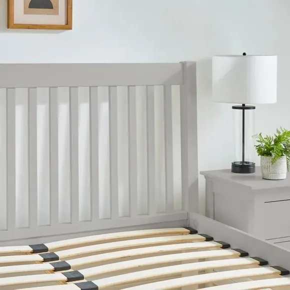 Bed Frame with Sprung Slats - Light Grey, Pine