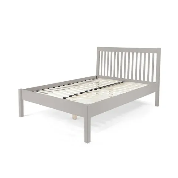 Bed Frame with Sprung Slats - Light Grey, Pine