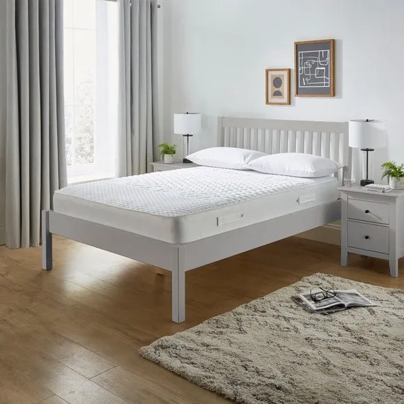 Bed Frame with Sprung Slats - Light Grey, Pine
