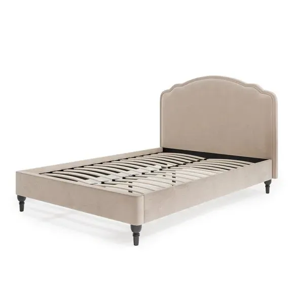 Bed Frame with Sprung Slats - Natural, Velvet