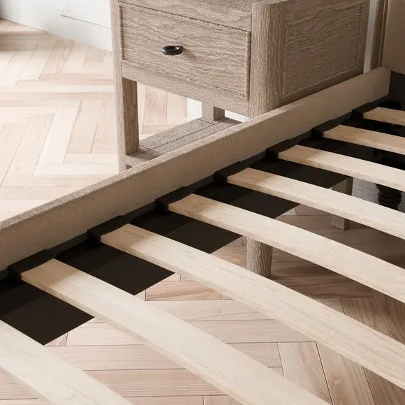 Bed Frame with Sprung Slats - Natural, Velvet