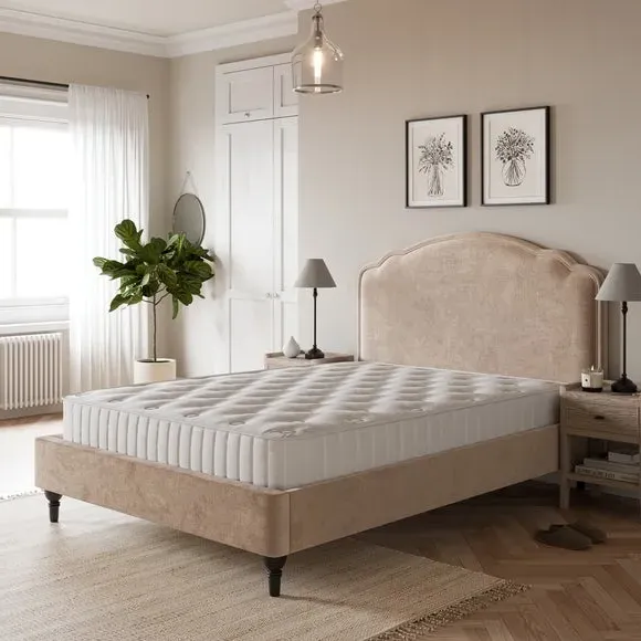 Bed Frame with Sprung Slats - Natural, Velvet