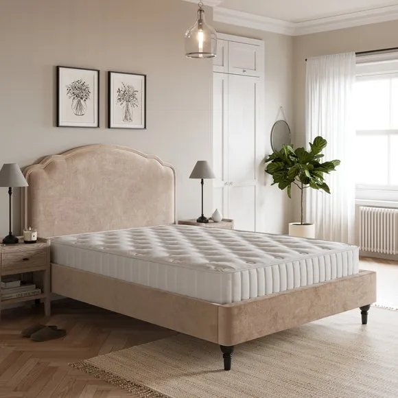 Bed Frame with Sprung Slats - Natural, Velvet