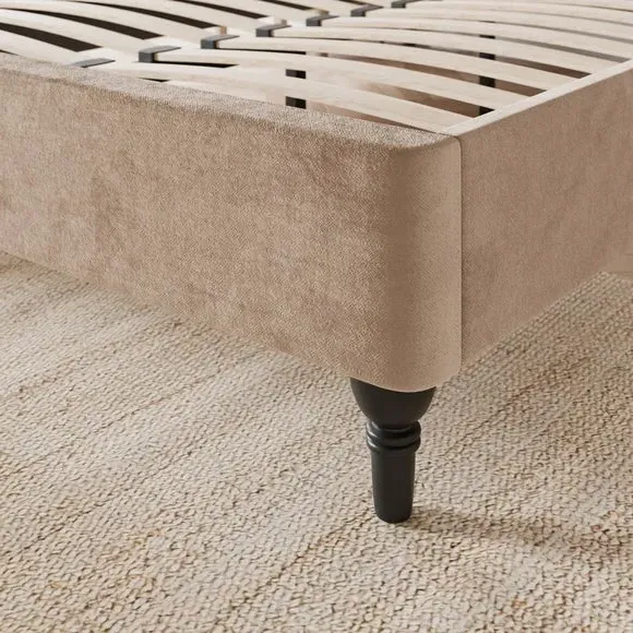 Bed Frame with Sprung Slats - Natural, Velvet