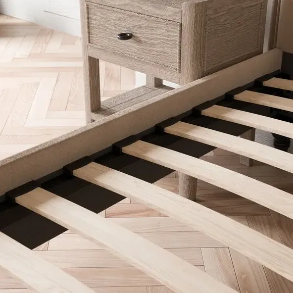 Bed Frame with Sprung Slats - Natural, Velvet