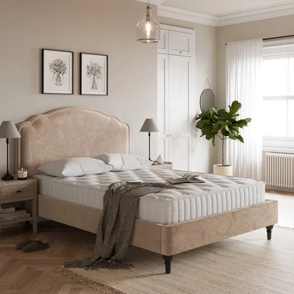Bed Frame with Sprung Slats - Natural, Velvet image