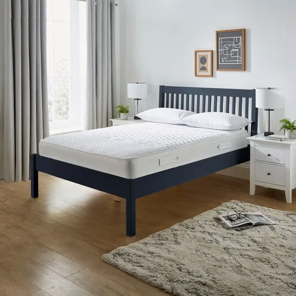 Bed Frame with Sprung Slats - Navy, Pine