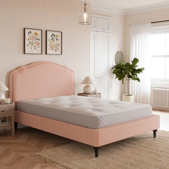 Bed Frame with Sprung Slats - Pink, Chenille