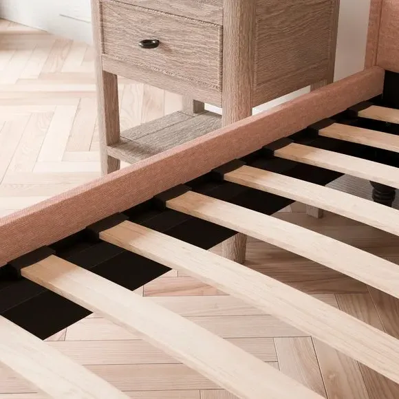 Bed Frame with Sprung Slats - Pink, Chenille