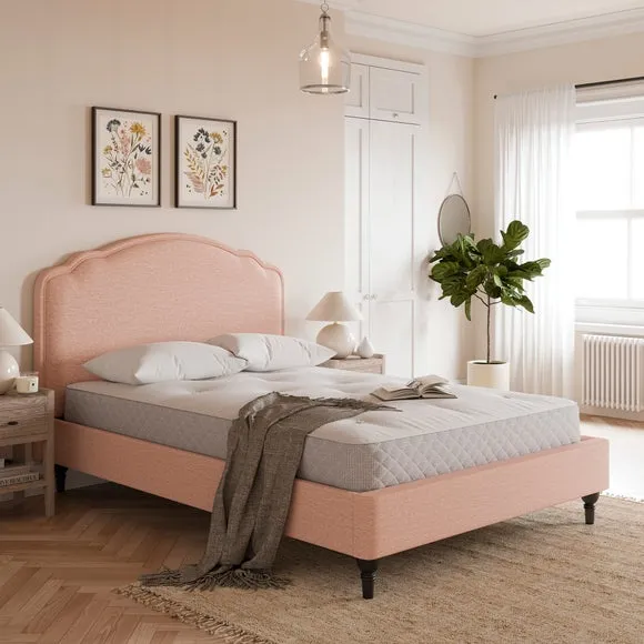 Bed Frame with Sprung Slats - Pink, Chenille image