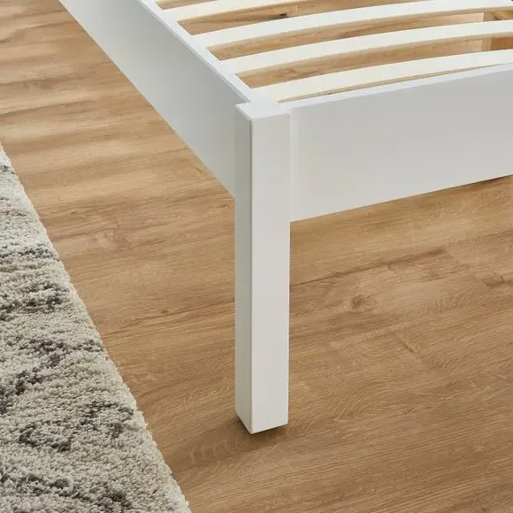 Bed Frame with Sprung Slats - White, Pine