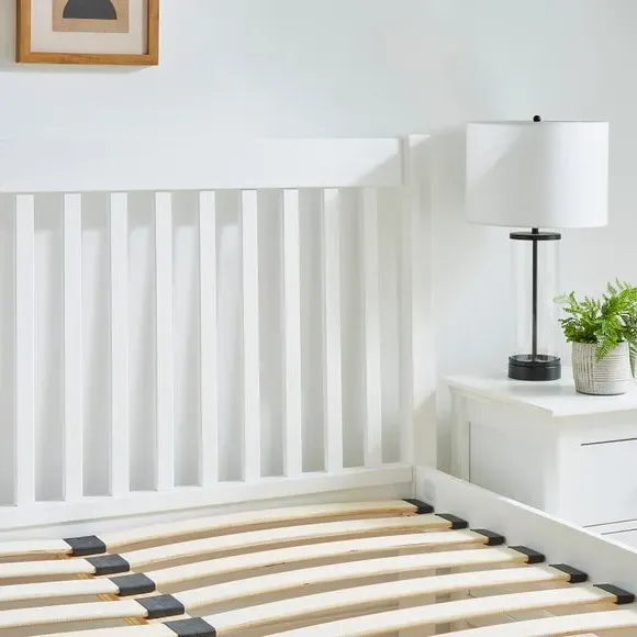 Bed Frame with Sprung Slats - White, Pine