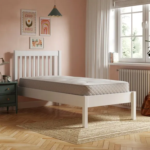 Bed Frame with Sprung Slats - White, Pine