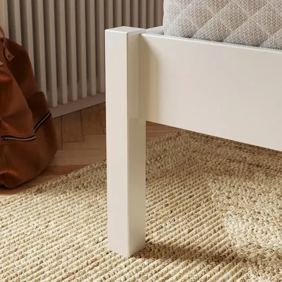 Bed Frame with Sprung Slats - White, Pine