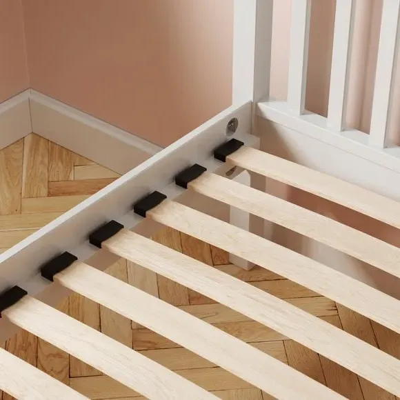 Bed Frame with Sprung Slats - White, Pine