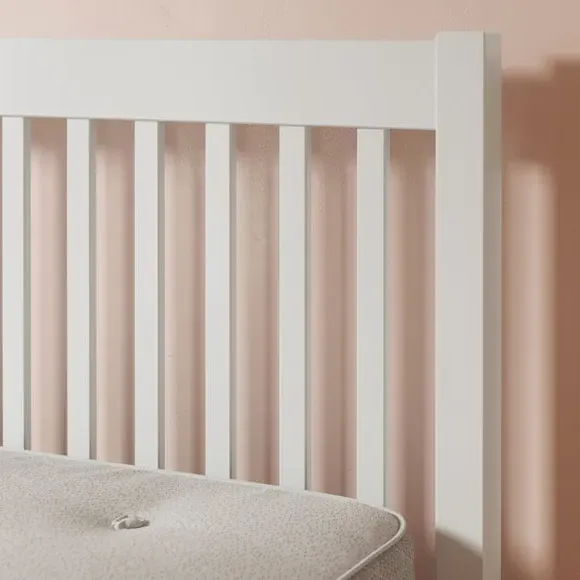 Bed Frame with Sprung Slats - White, Pine