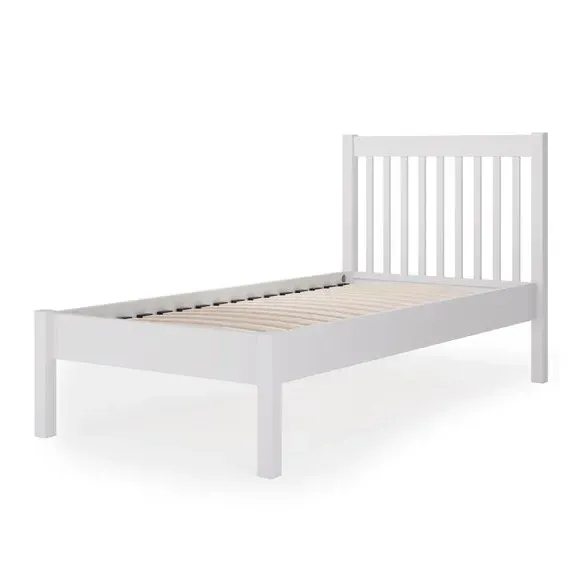 Bed Frame with Sprung Slats - White, Pine