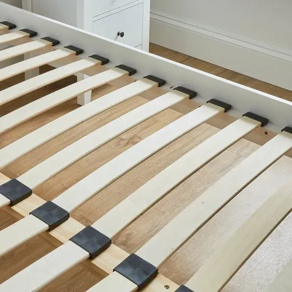 Bed Frame with Sprung Slats - White, Pine