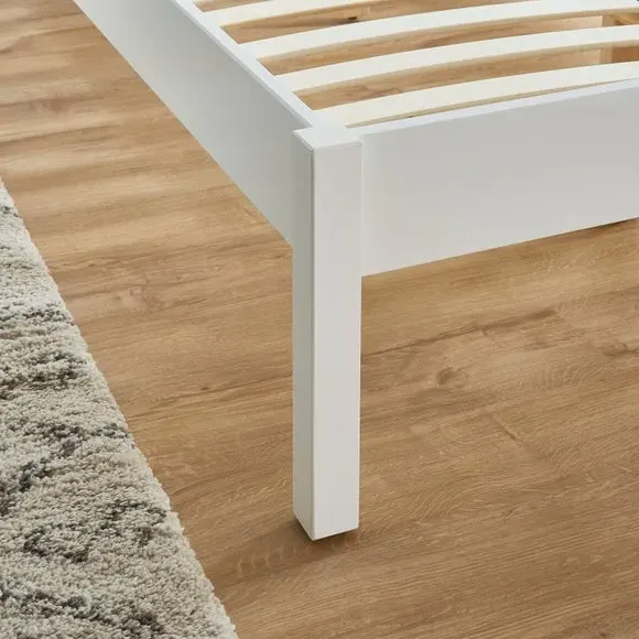 Bed Frame with Sprung Slats - White, Pine